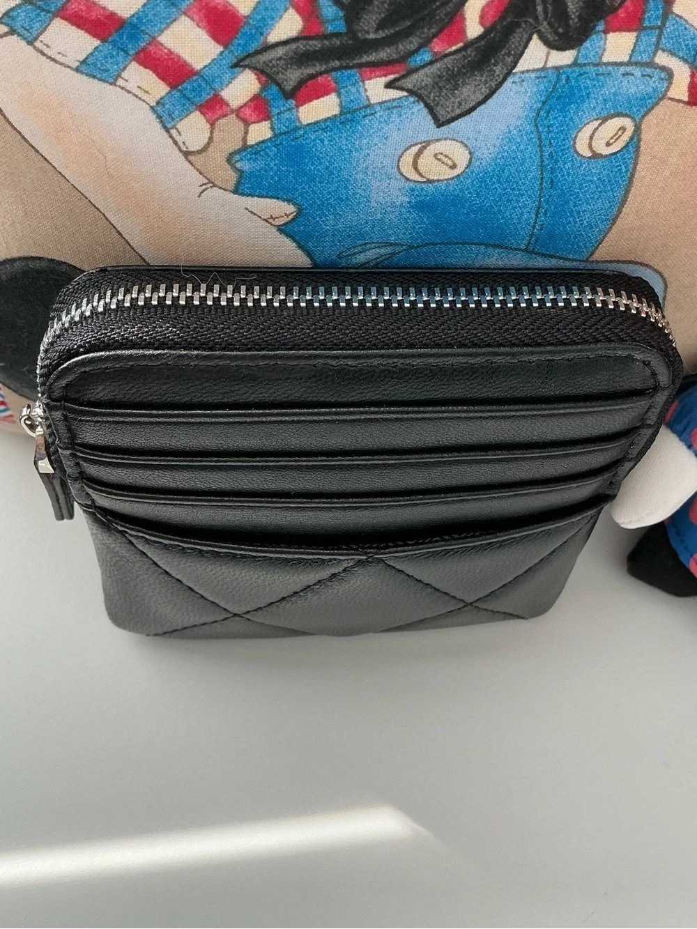 Black Quilted Compact Wallet - Women's Small Zip Purse
